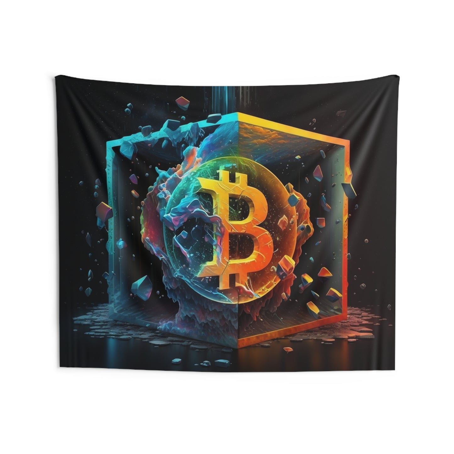 Bitcoin Tesseract Wall Tapestry