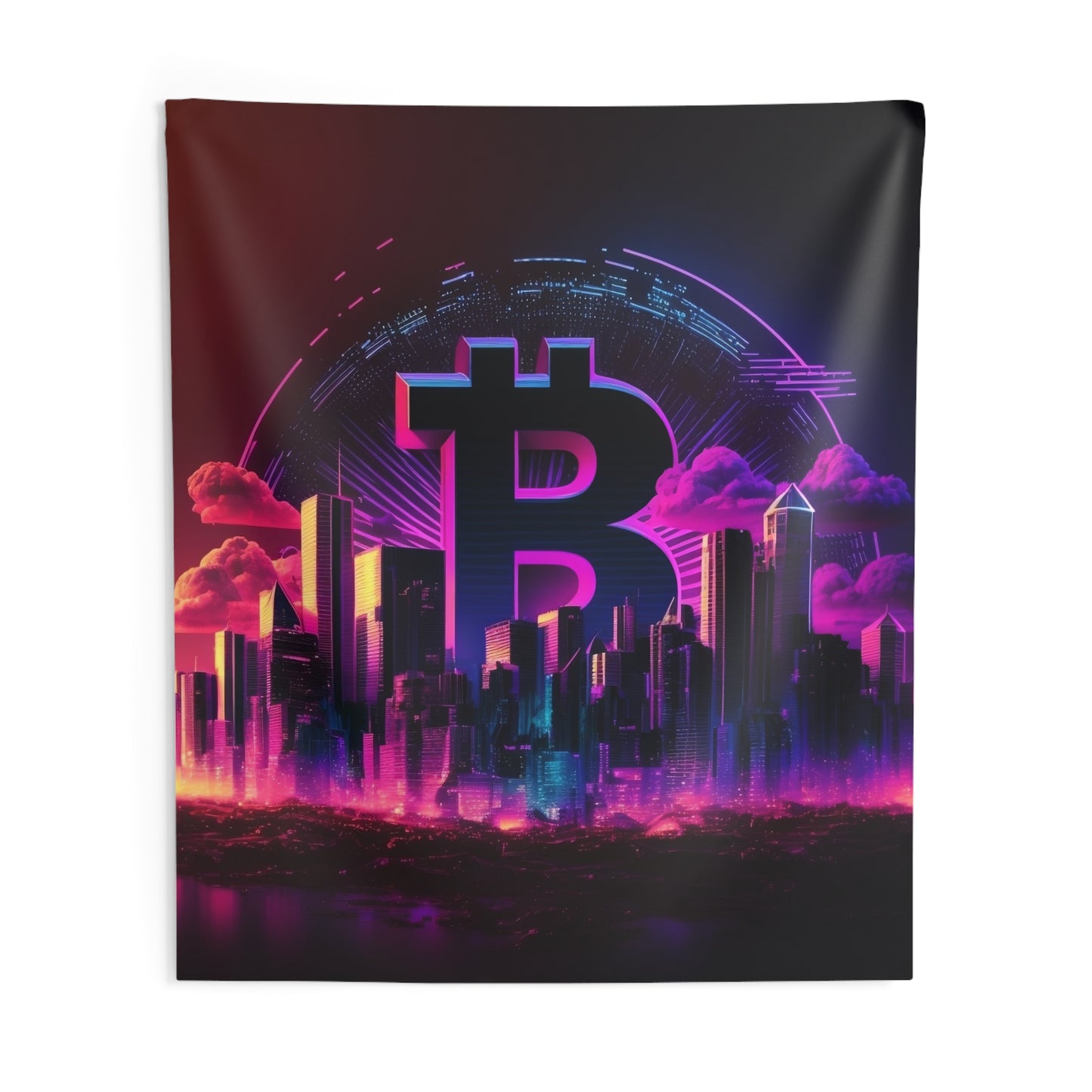 Bitcoin Night City Wall Tapestry