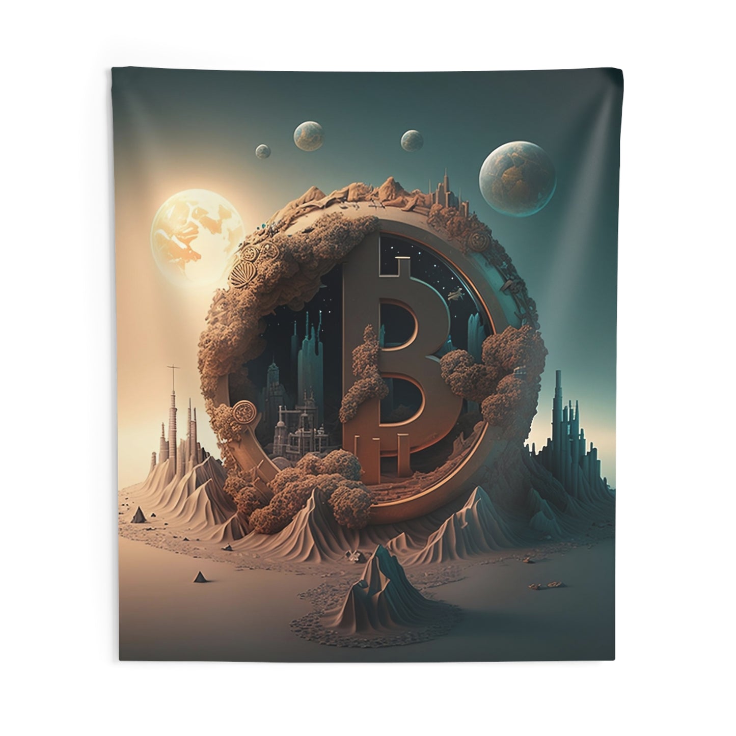 4th Globe of Bitcoin Wall Tapestry