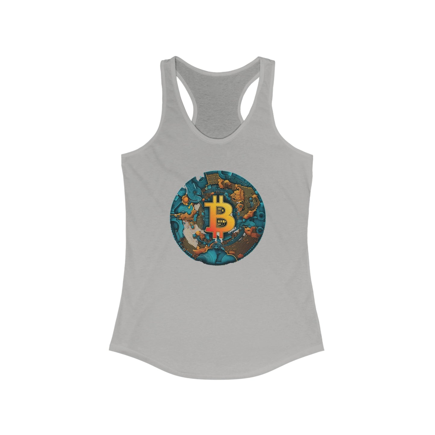 Bitcoin Gold Map Round Racerback Tank