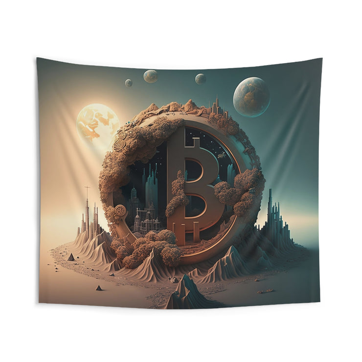 4th Globe of Bitcoin Wall Tapestry