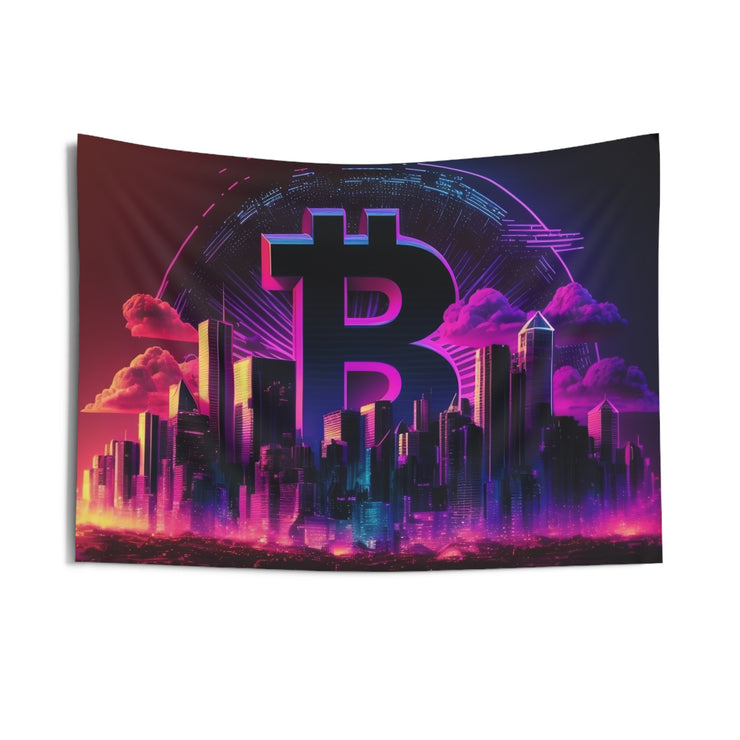 Bitcoin Night City Wall Tapestry