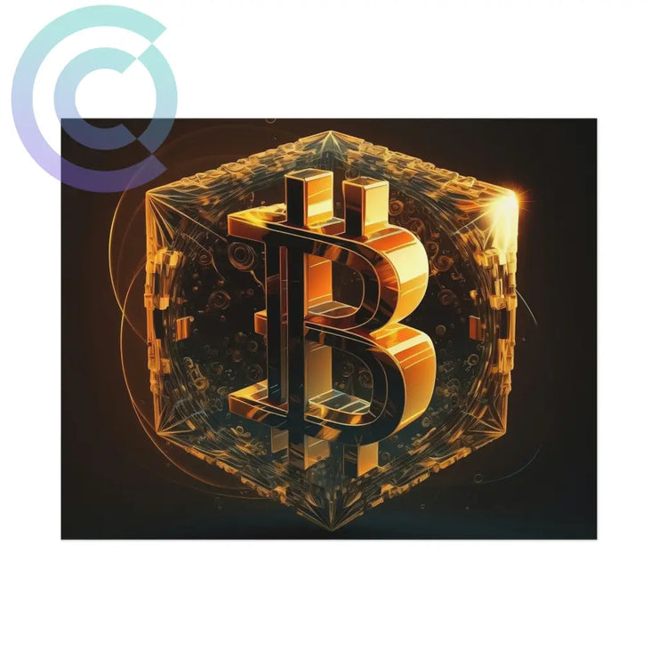 4Th Golden Cube Of Bitcoin Poster 14 X 11 (Horizontal) / Uncoated