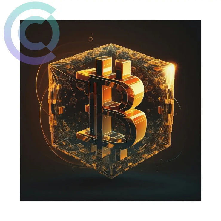 4Th Golden Cube Of Bitcoin Poster 16 X (Square) / Uncoated