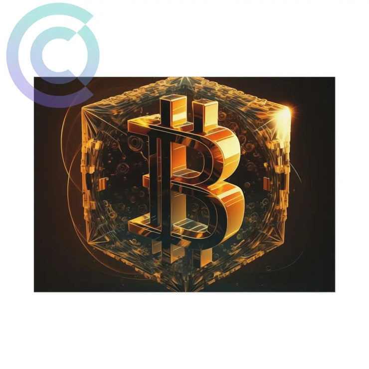 4Th Golden Cube Of Bitcoin Poster 7 X 5 (Horizontal) / Uncoated