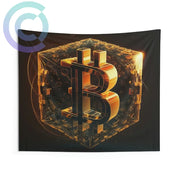 4Th Golden Cube Of Bitcoin Wall Tapestry 60 × 50 Home Decor