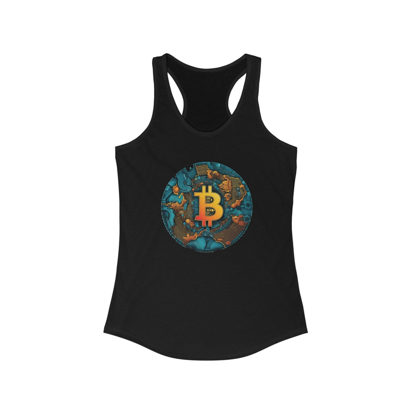 Bitcoin Gold Map Round Racerback Tank