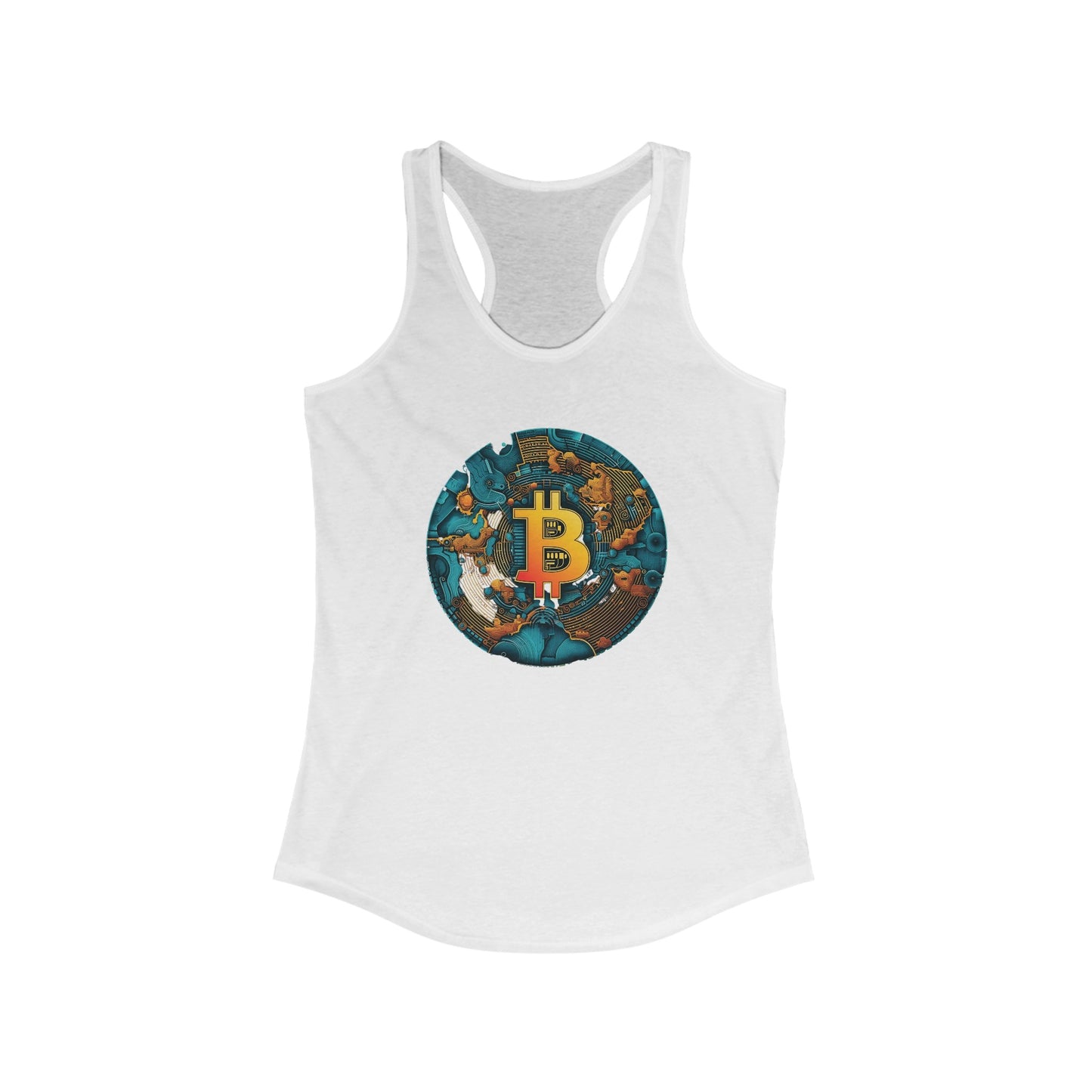 Bitcoin Gold Map Round Racerback Tank