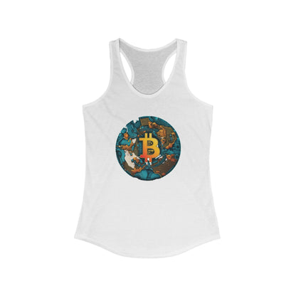 Bitcoin Gold Map Round Racerback Tank