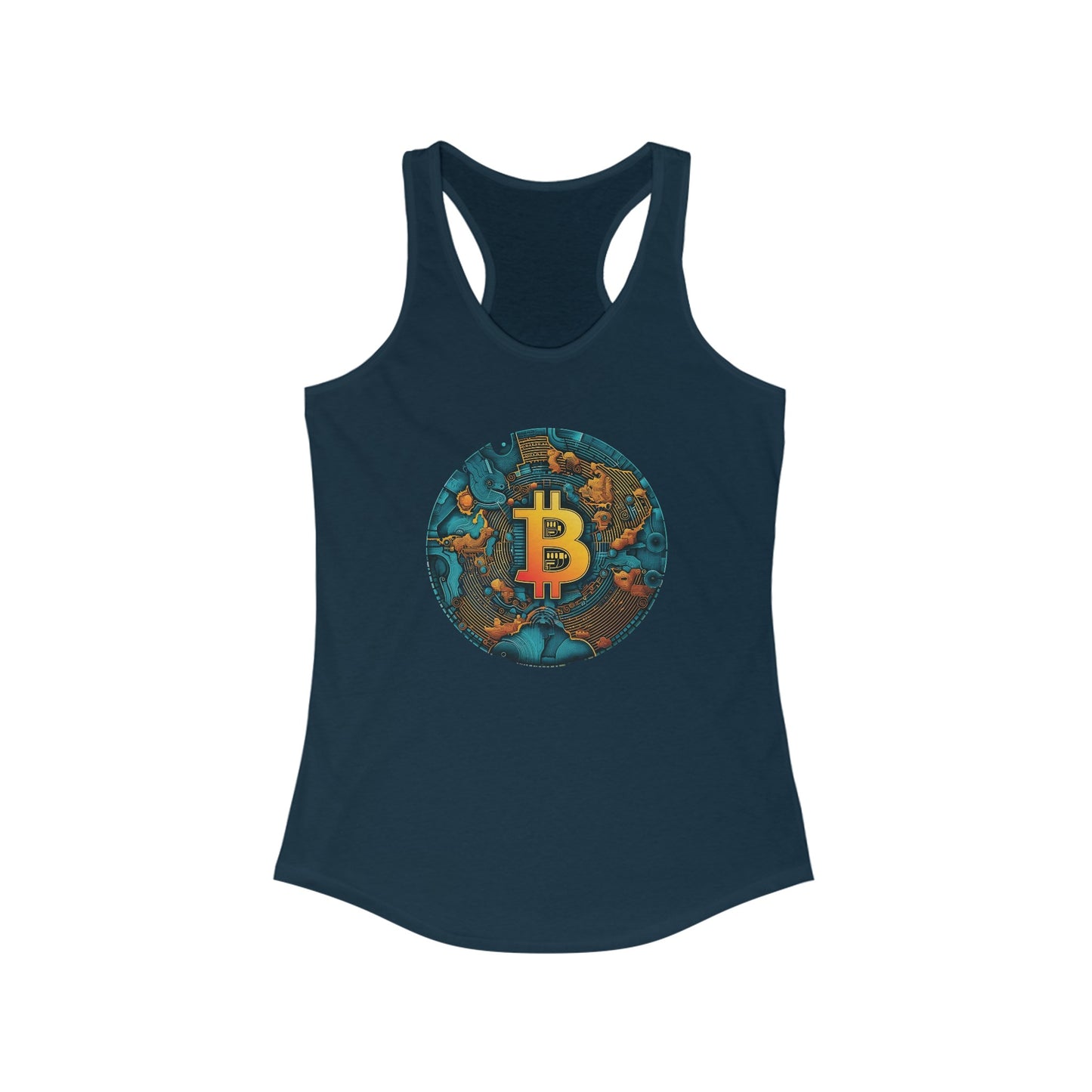 Bitcoin Gold Map Round Racerback Tank
