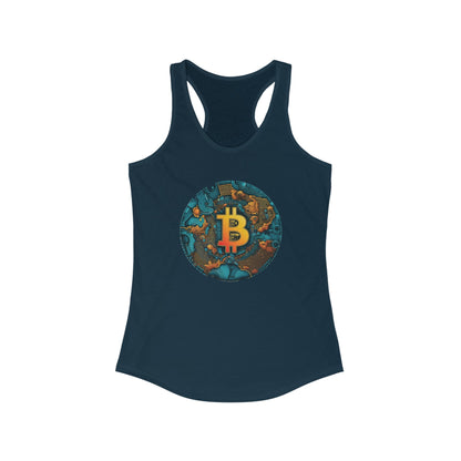 Bitcoin Gold Map Round Racerback Tank