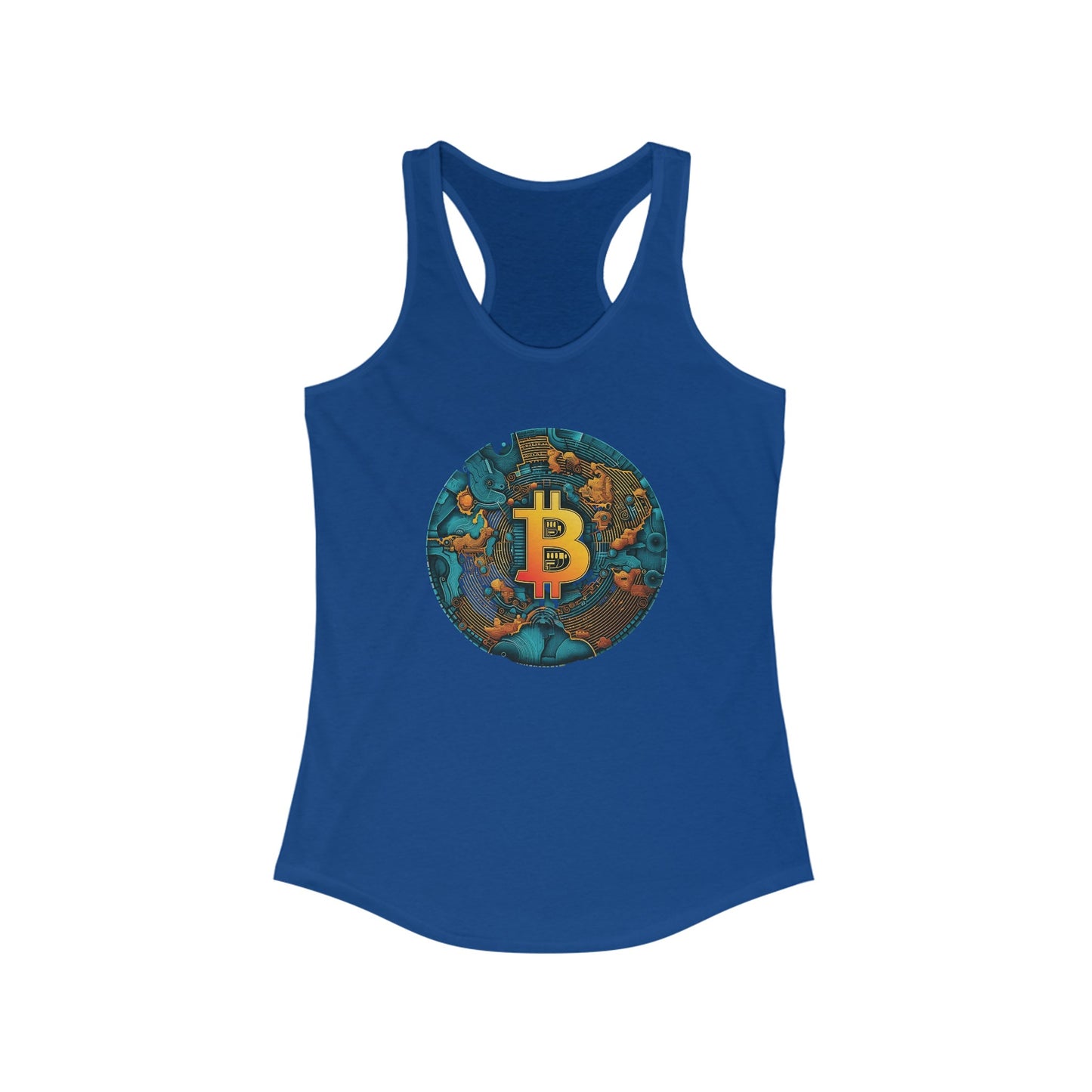 Bitcoin Gold Map Round Racerback Tank