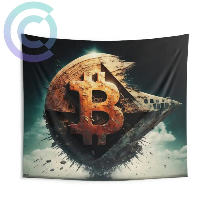 Bitcoin Starship Wall Tapestry 104 × 88 Home Decor