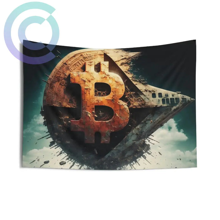 Bitcoin Starship Wall Tapestry 36 × 26 Home Decor