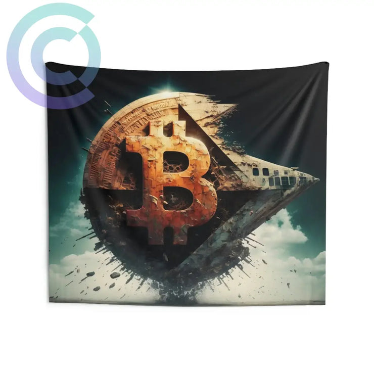 Bitcoin Starship Wall Tapestry 80 × 68 Home Decor