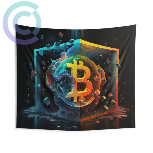 Bitcoin Tesseract Wall Tapestry 104 × 88 Home Decor