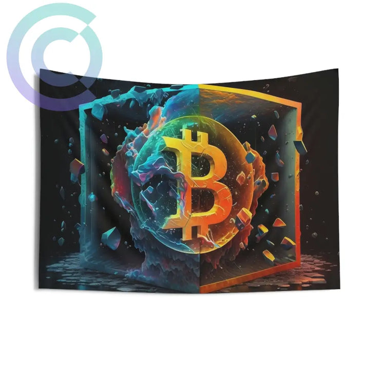 Bitcoin Tesseract Wall Tapestry 36 × 26 Home Decor