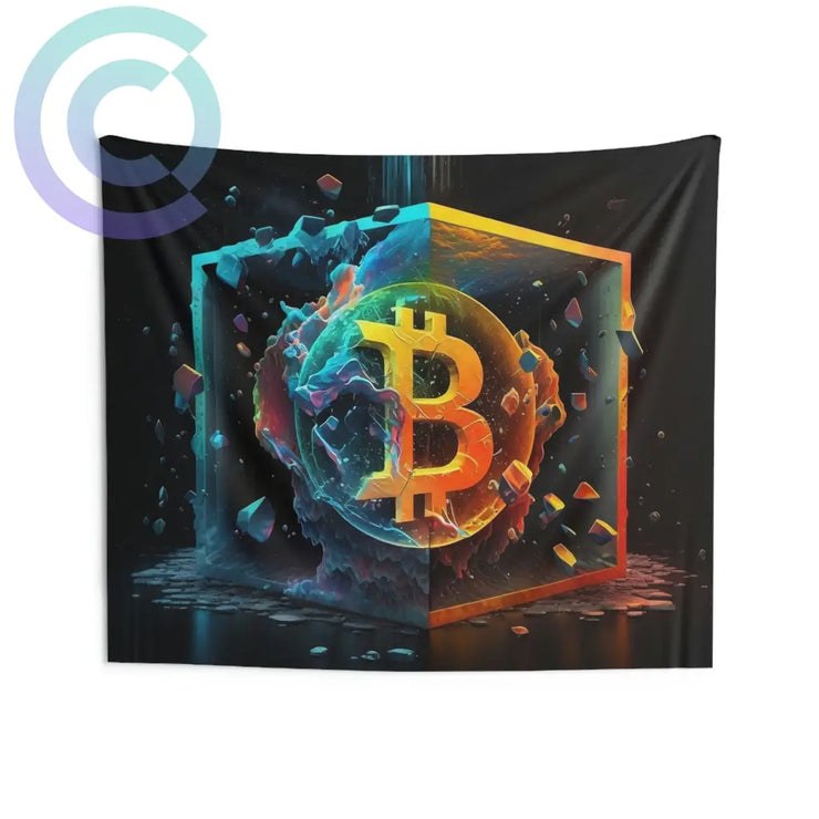 Bitcoin Tesseract Wall Tapestry 80 × 68 Home Decor